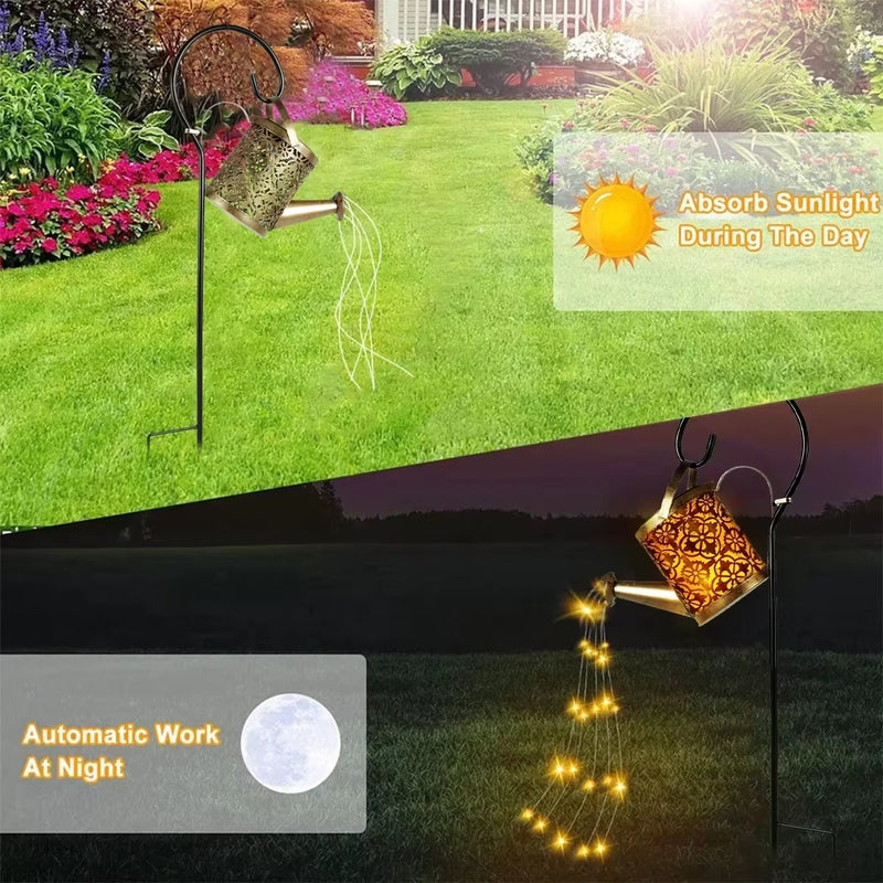 Luminária Solar Regador com Cascata de Luzes LED