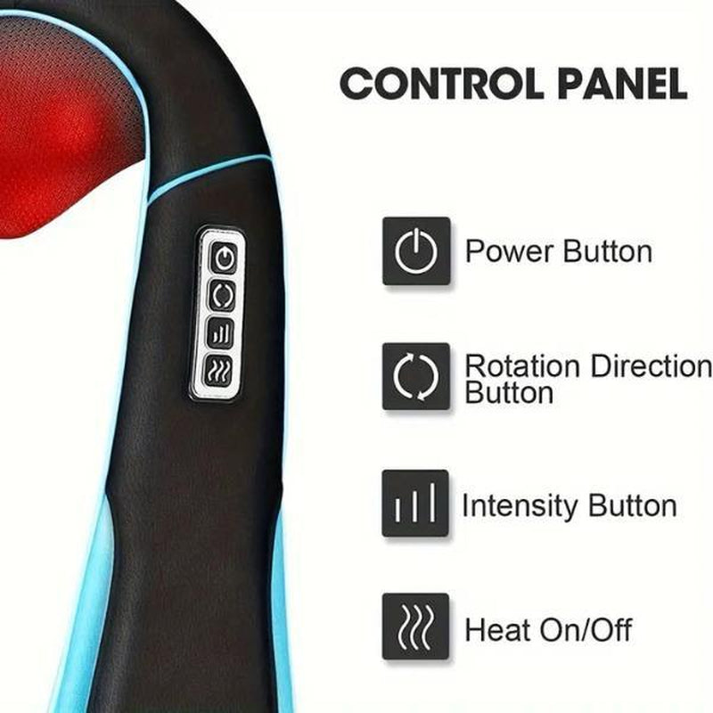 Shiatsu Back Shoulder Neck Massager with Heat for Comfortable Relaxation 4D Kneading Deep Tissue Electric Massage Adjustable Modes Muscle Pain Relief Gift for Women