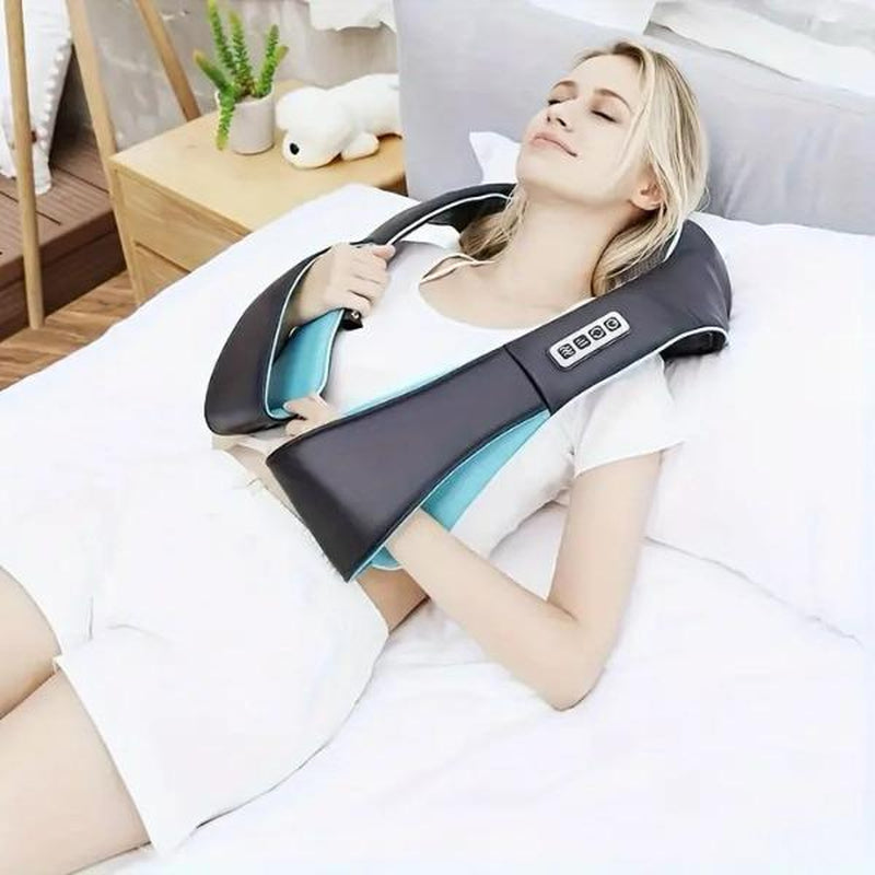 Shiatsu Back Shoulder Neck Massager with Heat for Comfortable Relaxation 4D Kneading Deep Tissue Electric Massage Adjustable Modes Muscle Pain Relief Gift for Women