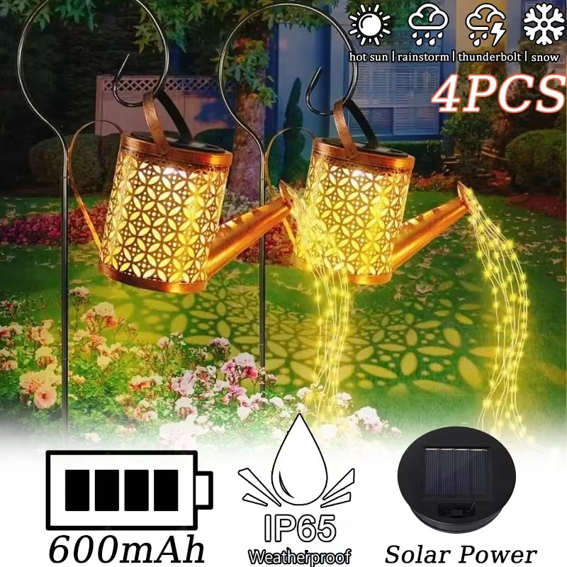 Luminária Solar Regador com Cascata de Luzes LED