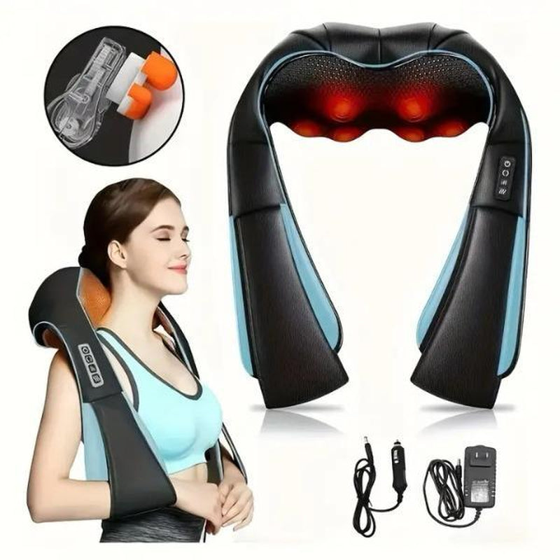Shiatsu Back Shoulder Neck Massager with Heat for Comfortable Relaxation 4D Kneading Deep Tissue Electric Massage Adjustable Modes Muscle Pain Relief Gift for Women