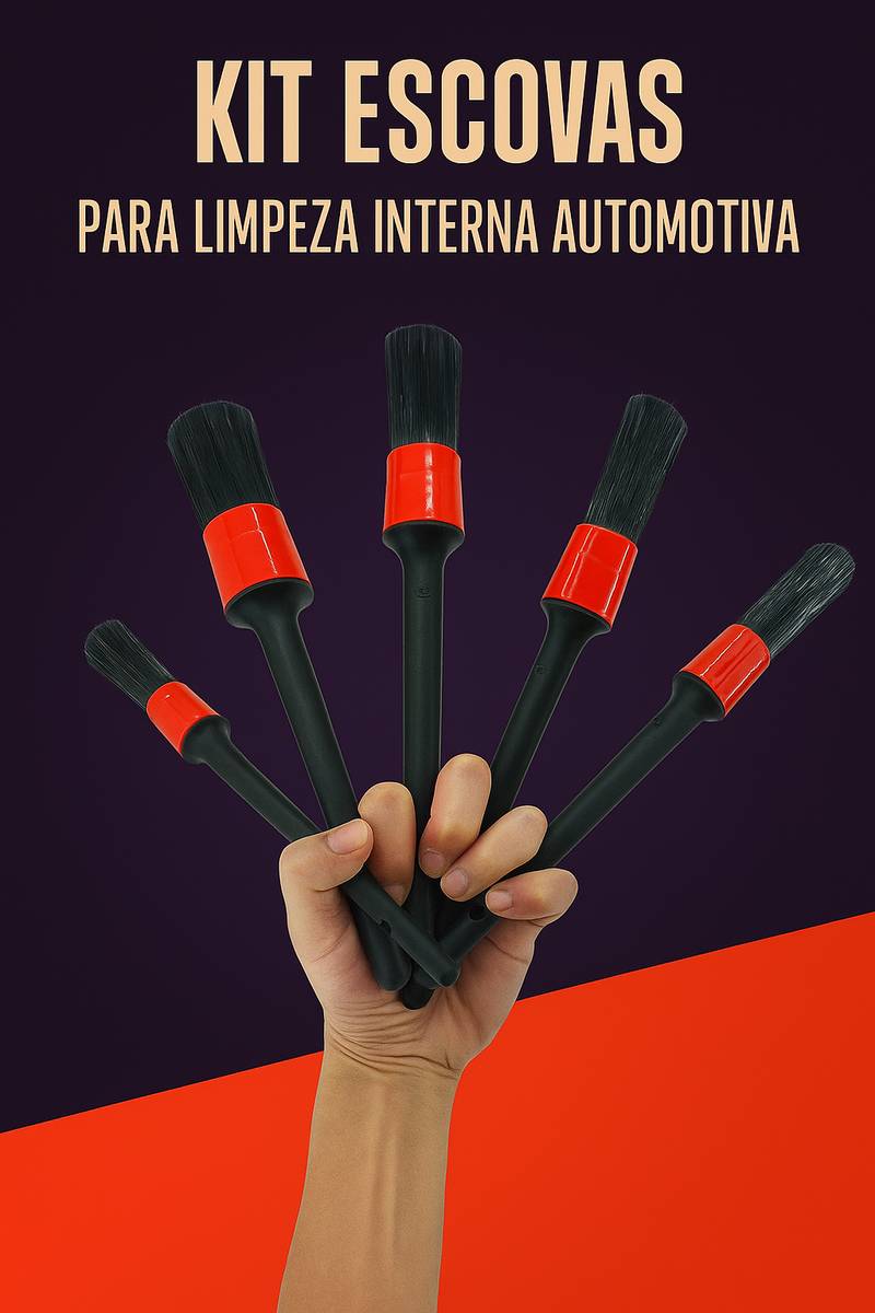 Kit Escovas para Limpeza Interna Automotiva