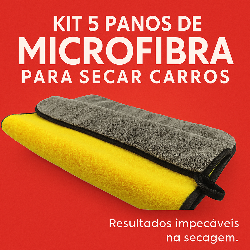 Kit 5 Panos de Microfibra Para Secar Carros