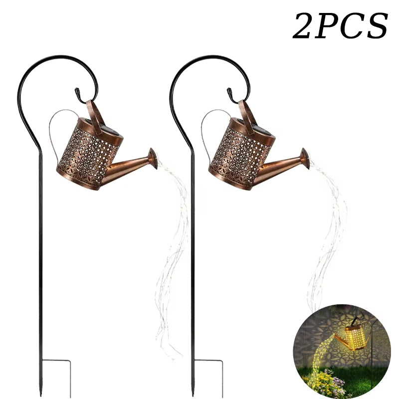 Luminária Solar Regador com Cascata de Luzes LED