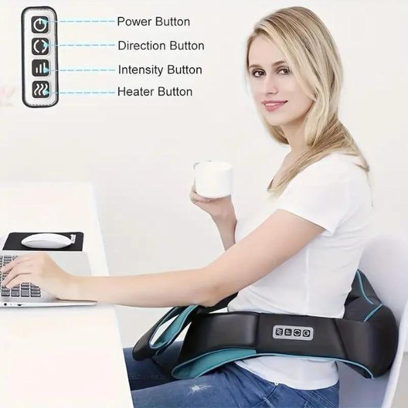 Shiatsu Back Shoulder Neck Massager with Heat for Comfortable Relaxation 4D Kneading Deep Tissue Electric Massage Adjustable Modes Muscle Pain Relief Gift for Women
