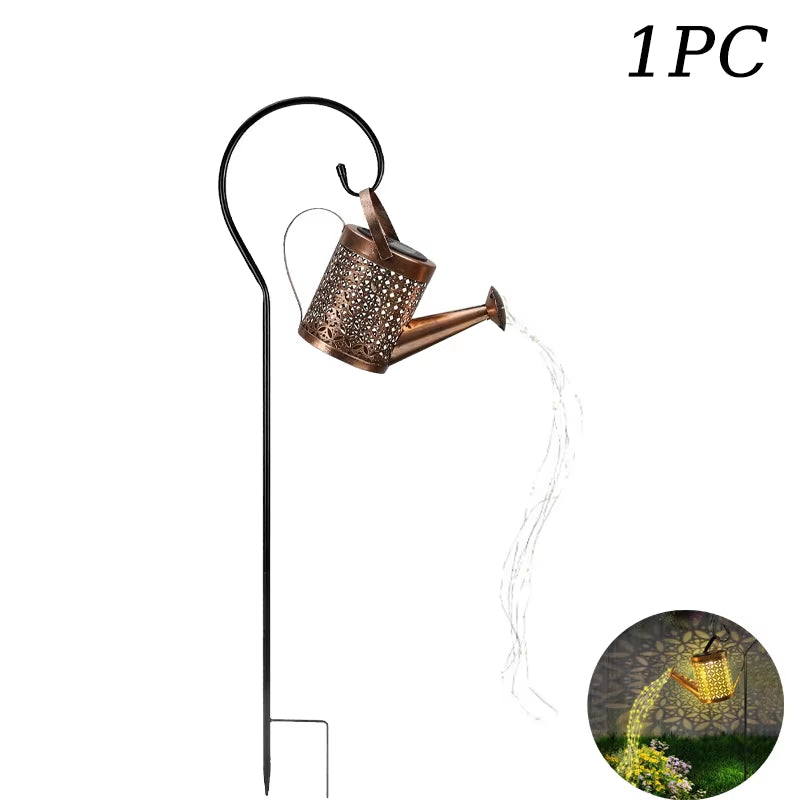 Luminária Solar Regador com Cascata de Luzes LED