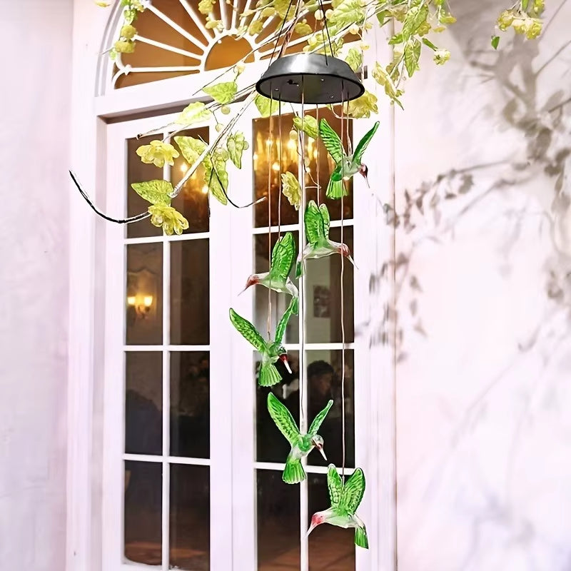 Móbile Solar Beija-Flores Luminosos Jardim | LED Colorido