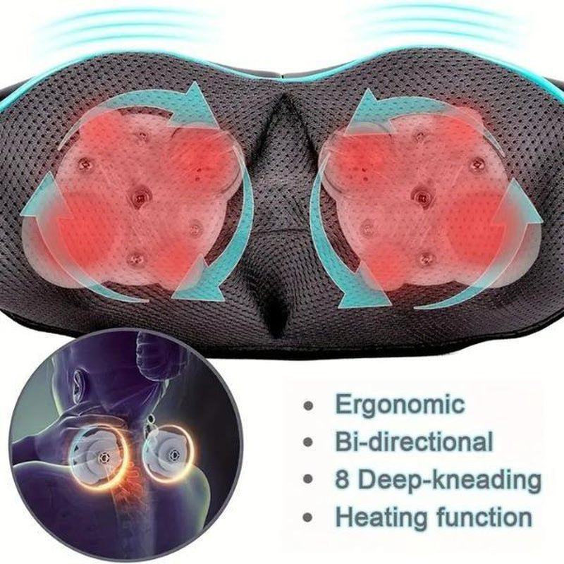 Shiatsu Back Shoulder Neck Massager with Heat for Comfortable Relaxation 4D Kneading Deep Tissue Electric Massage Adjustable Modes Muscle Pain Relief Gift for Women